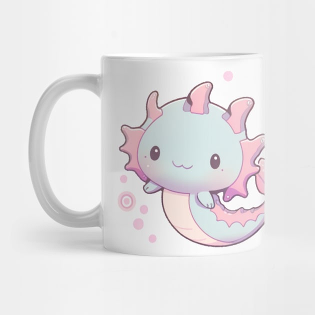 Pink and Blue Pastel Axolotl Cute by peachycrossing